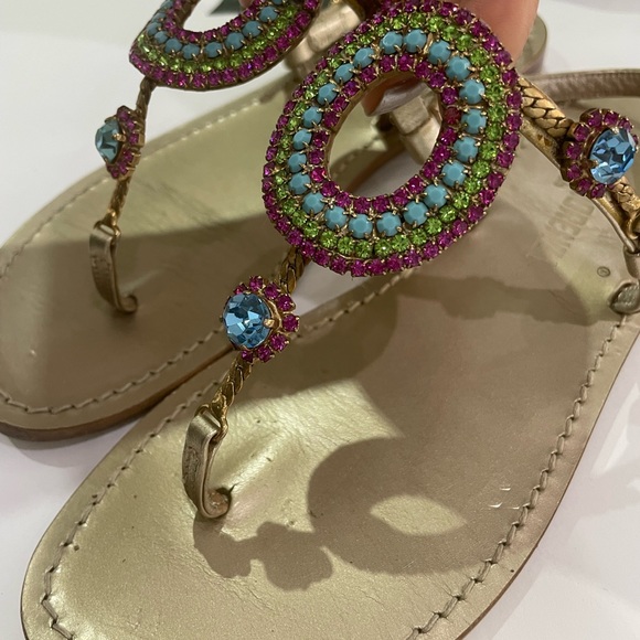 Paola Florenza Gold sandals with bluestone - Picture 5 of 9